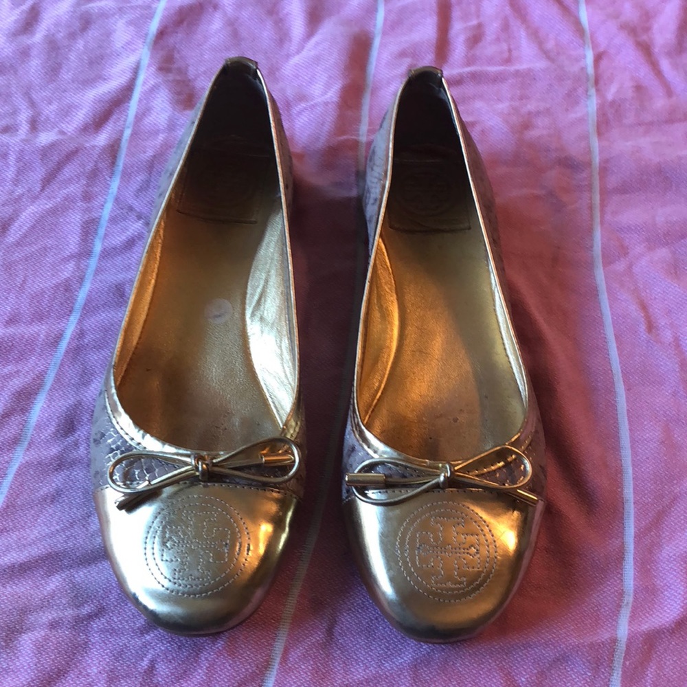 Gold Tory Burch Flats